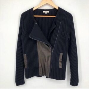 Madewell Merino Wool Leather Motorcycle Sweater Jacket